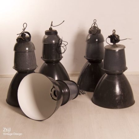 Big Enameled Factory Lamps by EFC, 1950s &#8211; (2)