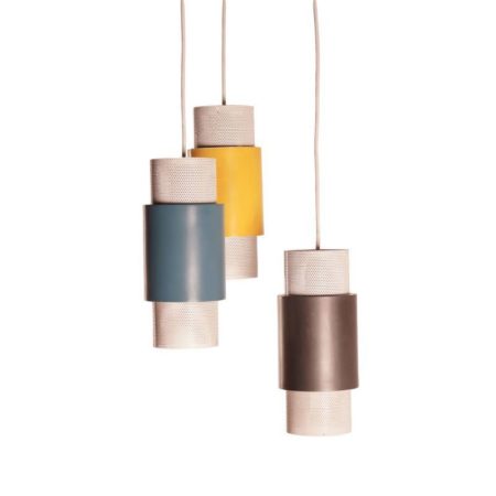 Perforated Pendants Fifties | Set of Three in yellow, blue and grey