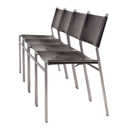 Set SE 06 Dining Chairs with Saddle Leather by Martin Visser for 't Spectrum, 1967