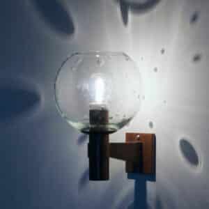 Pair of Brass Wall Lamps with Glass Sphere and Tear Drops ca. 1960
