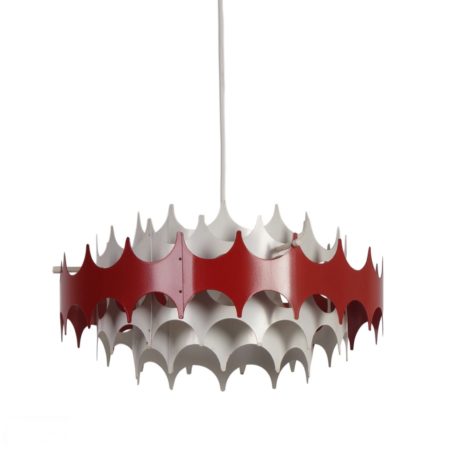 White and Red Metal Pendant Lamp for Doria, 1960s