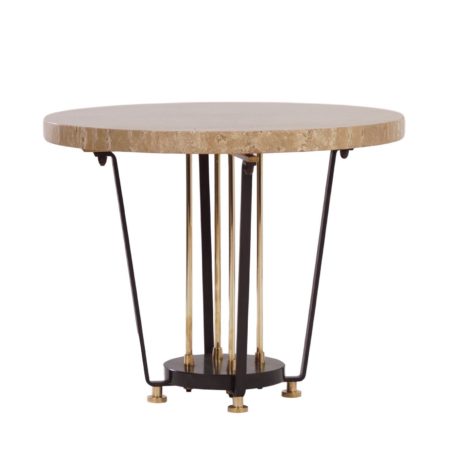 Round Italian Center Table of Brass and Marble, 1950s