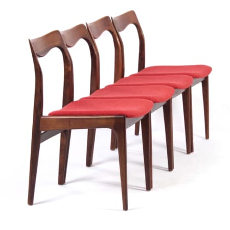 Red Rosewood Dining Chairs by AWA – 1960s, set of 4