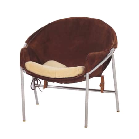 Dark Brown Suede Sling Chair by Erik Jørgensen for Bovirke, Denmark in 1953