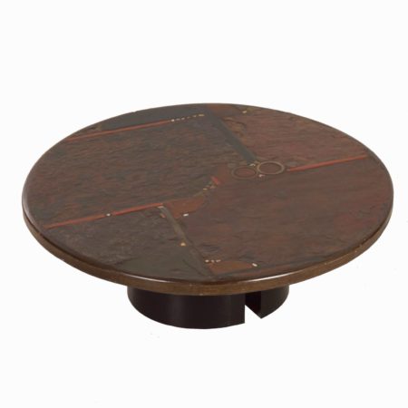 Paul Kingma Coffee Table, 1970s | Round 100 cm, Multi Colored