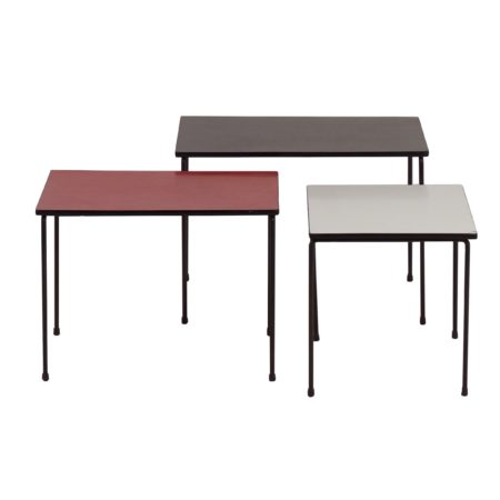 Vintage Nesting Tables PILASTRO, 1950s - Red, Black and White