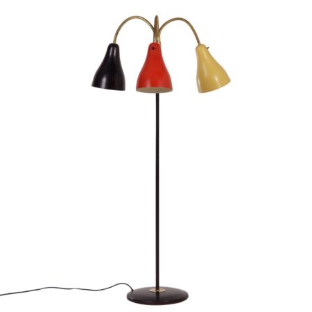 Fifties Hagoort Floor Lamp in the Rietveld Colors Black, Red and Yellow