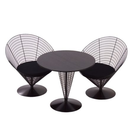 Wire Cone Table with Two Wire Cone Chairs by Verner PANTON for Fritz Hansen, 1988