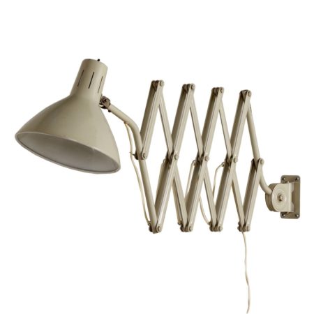 Industrial Hala Scissors Wall Light ‘110’ by H. Busquet, 1960s – Off White