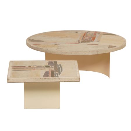 Set White Stone Coffee Table's by Paul Kingma, 1980
