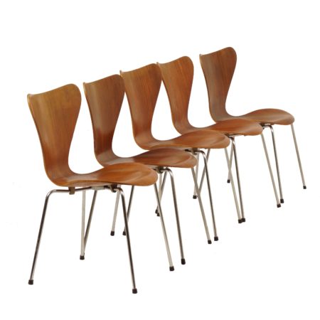 Teak Dining Chairs Butterfly by Arne Jacobsen for Fritz Hansen, 1950s