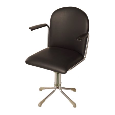 356 Desk Chair in Black Leather by W.H. Gispen, 1950s