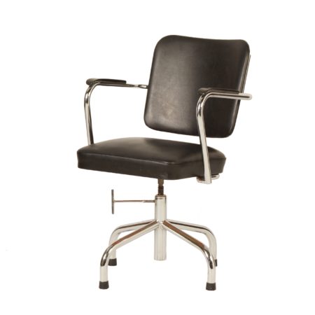 Black Tubular Desk Chair with Armrests by Fana, 1950s