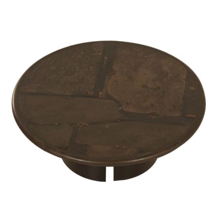 Brutalist Coffee Table by Paul Kingma, 1988 – Round, Brown, 100cm