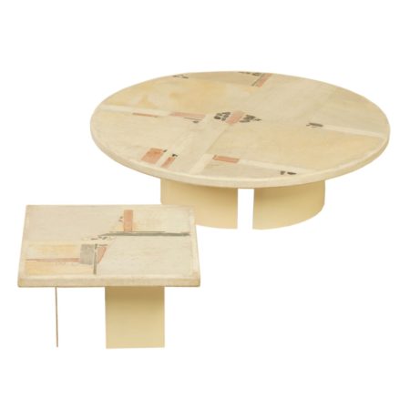 Set White Stone Coffee Table's by Paul Kingma, 1982
