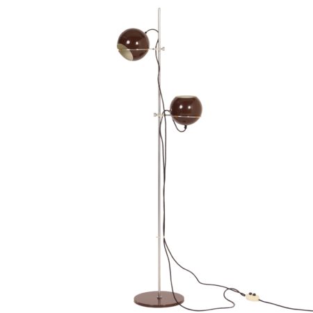 Gepo Floor Lamp with 2 Brown Spheres by the Brothers Posthuma for Gepo, 1960s