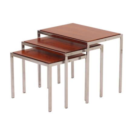 Rosewood Side Tables with Reversible White Formica Top, 1970s.