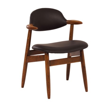 Cow Horn Chair With Black Leather by Tijsseling, 1960s - Reupholstered