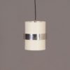 White Cylinder Pendant with Decorative Polished Band by Philips, 1970s