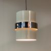 White Cylinder Pendant with Decorative Polished Band by Philips, 1970s