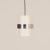 White Cylinder Pendant with Decorative Polished Band by Philips, 1970s