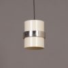 White Cylinder Pendant with Decorative Polished Band by Philips, 1970s
