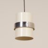 White Cylinder Pendant with Decorative Polished Band by Philips, 1970s