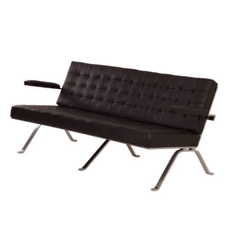 3-Seater Sofa Model 1042 by Artimeta, 1960s - Reupholstered with Black Leather