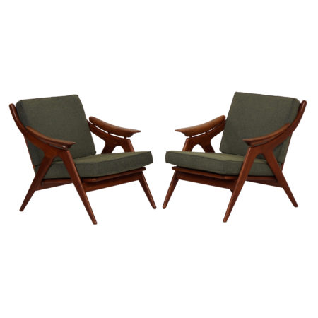 Set Teak Armchairs with Green fabric by Topform, 1960s