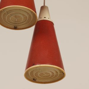 Red Perfolux Pendant by N. Hiemstra for Hiemstra Evolux, 1950s