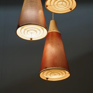 Red Perfolux Pendant by N. Hiemstra for Hiemstra Evolux, 1950s