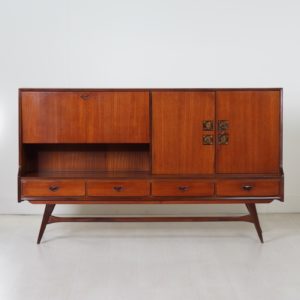 Teak Highboard by Louis van Teeffelen for Webé, 1960s &#8211; With Tiles from Ravelli