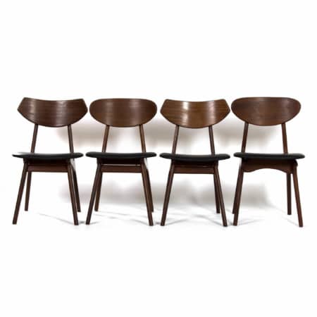 Teak Dining Chairs by Louis van Teeffelen for Awa, 1960s - New Black Leather