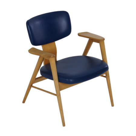 FB 14 Armchair by Cees Braakman for Pastoe, 1950s - Birch and Blue Leather