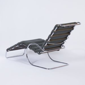 Chaise Longue 242 by Mies van der Rohe for Knoll, 2000s &#8211; Green Leather, Adjustable