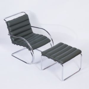 MR40 Lounge Chair with Hocker by Mies van der Rohe for Knoll, 2000s &#8211; Bauhaus Design, Leather