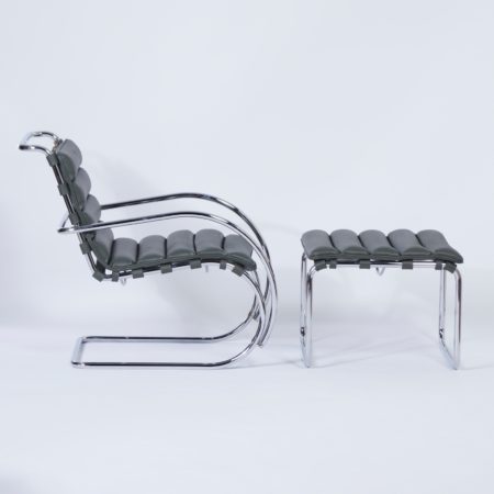 MR40 Lounge Chair with Hocker by Mies van der Rohe for Knoll, 2000s - Bauhaus Design, Leather