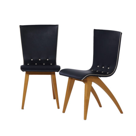 Dutch Dining Chairs in Bent Maple Wood by Van Os, 1950s - Set of Two