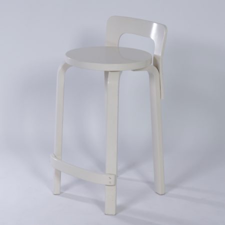 White Alvar Aalto Stool &#8211; High Model k65 for Artek, 1970s