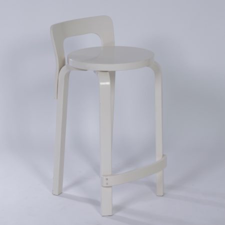 White Alvar Aalto Stool &#8211; High Model k65 for Artek, 1970s