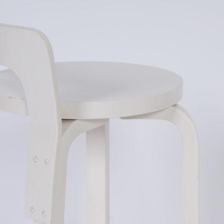 White Alvar Aalto Stool &#8211; High Model k65 for Artek, 1970s