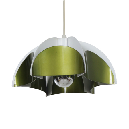 Metal Hanging Lamp by Volkslux, 1960s - Metallic Green