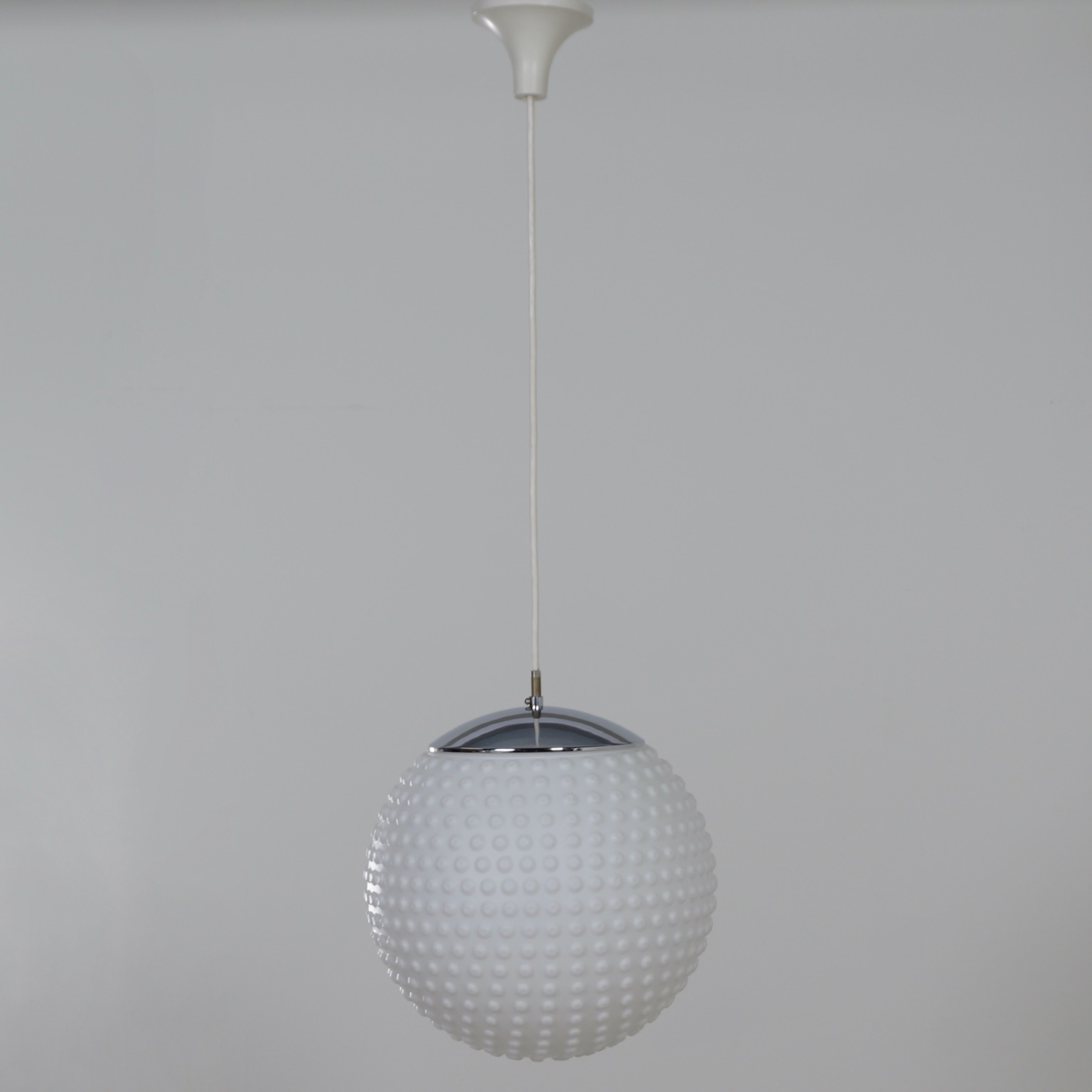 White Opal Glass Pendant by Rolf Krüger for Staff, 1960s