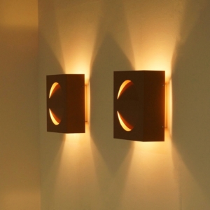 Set Raak Signaal Wall Lamps Copper Colored, 1970s