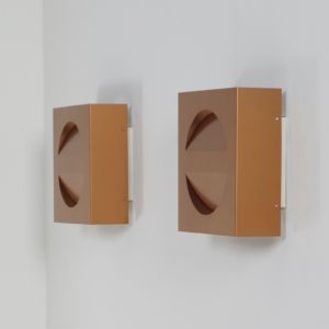 Set Raak Signaal Wall Lamps Copper Colored, 1970s