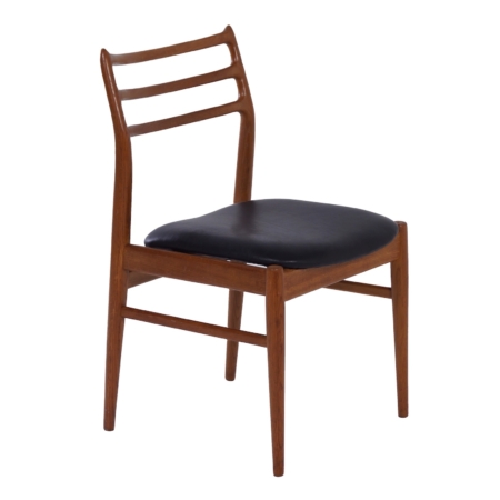 Danish Dining Chair in Teak and Black Leather, 1960s