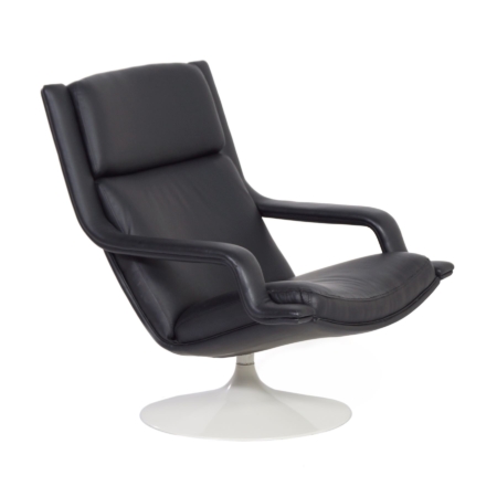 F140 Swivel Chair in Black by Geoffrey Harcourt for Artifort in 1970s