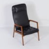 Danish Armchair in Teak and Black Artificial Leather, 1970s &#8211; Mid-Century