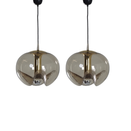 Pair of Futura Pendant in Crystal Glas by Peill &amp; Putzler, 1970s