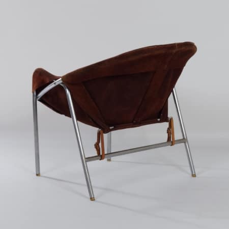 Danish Sling Chair by Erik Ole Jørgensen for Bovirke, 1953 | Brown Suede